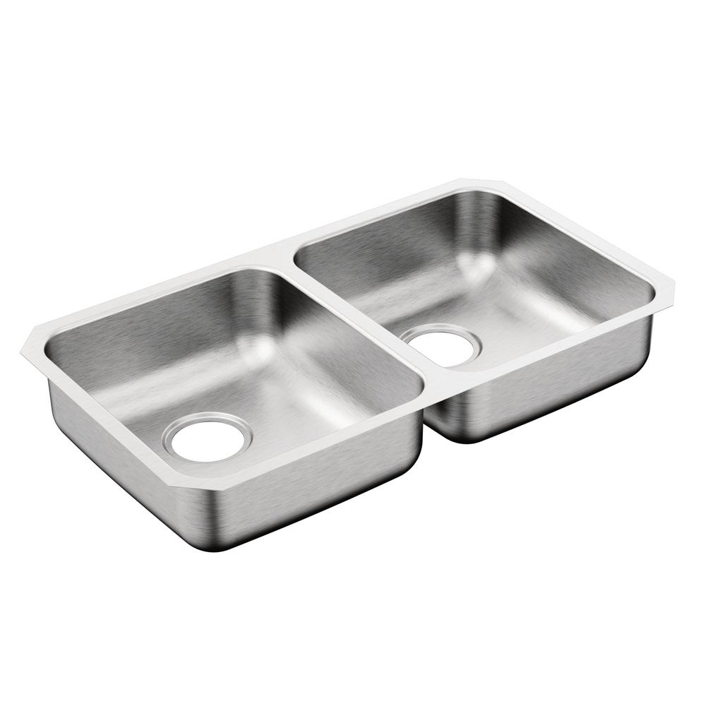 Moen 2000 Series Undermount Stainless Steel 31 25 In Double Basin Kitchen Sink