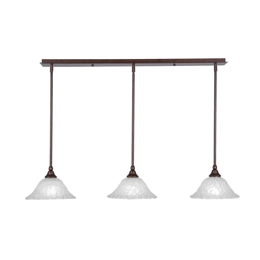 Cambridge 3 Light Bronze Island Pendant With Clear Seeded Glass