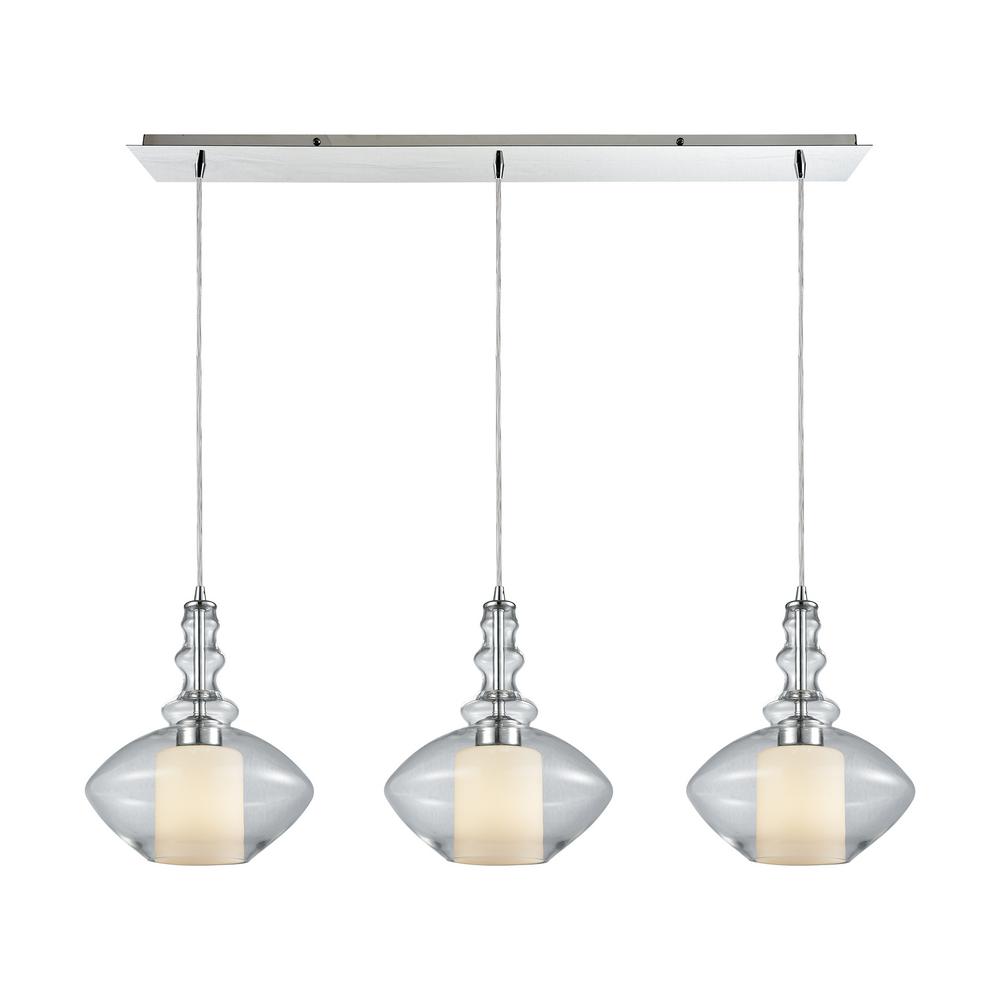 Titan Lighting Alora 3 Light Linear Pan In Polished Chrome With Opal White Glass Inside Clear