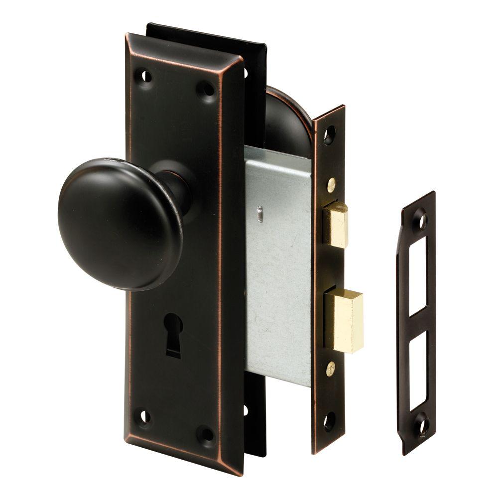 PrimeLine Oil Rubbed Bronze Mortise Lock Set with Keyed KnobE 2495 The Home Depot