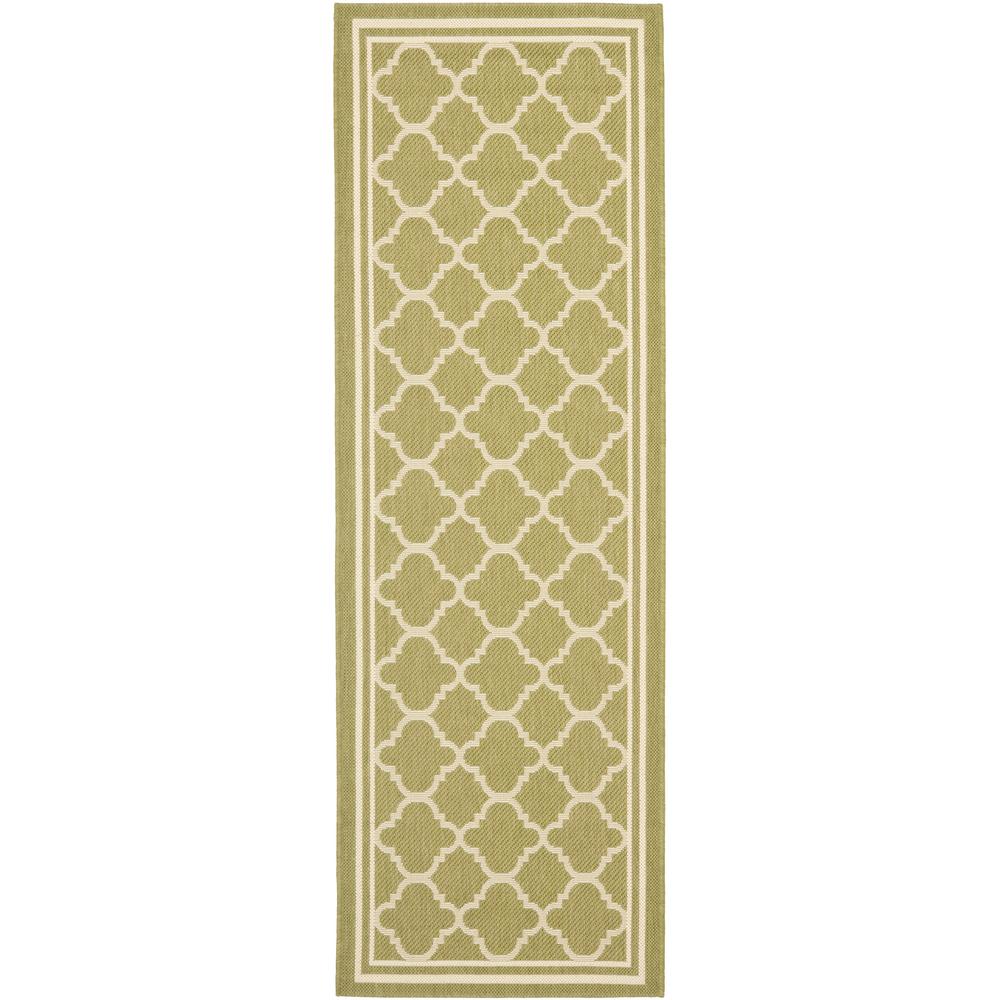 Safavieh Courtyard Green Beige 2 Ft X 22 Indoor Outdoor Runner Rug