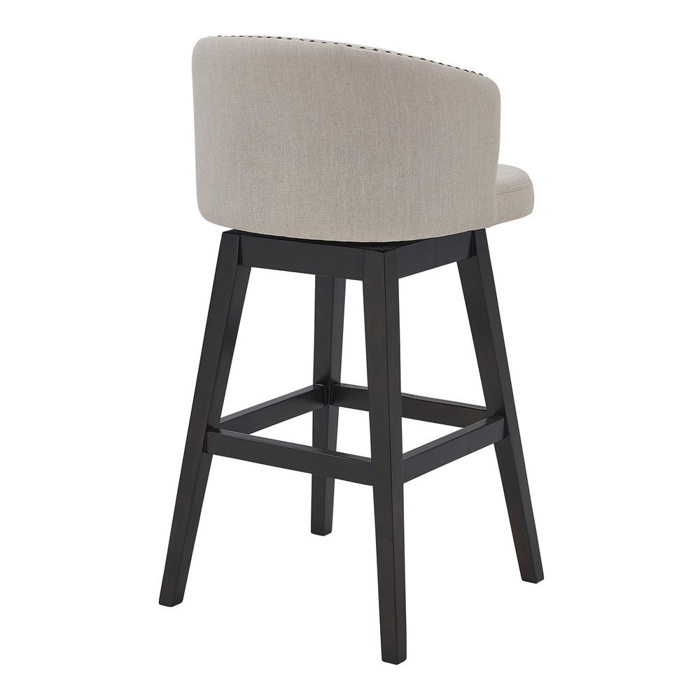 Armen Living Celine 30 Bar Height Wood Swivel Tufted Bar Stool In Espresso Finish With Tan Fabric Lccibaestn30 The Home Depot