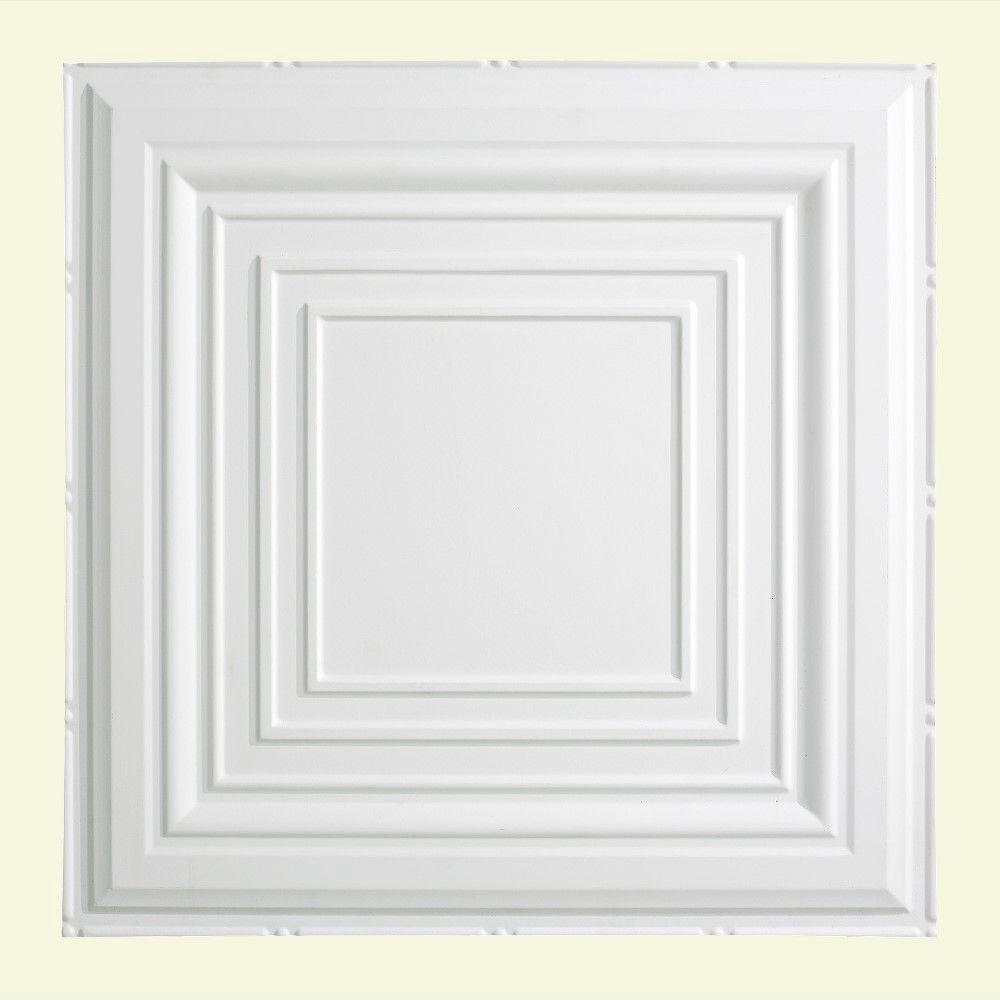 Fasade Traditional 3 2 ft. x 2 ft. Layin Ceiling Tile in Gloss White