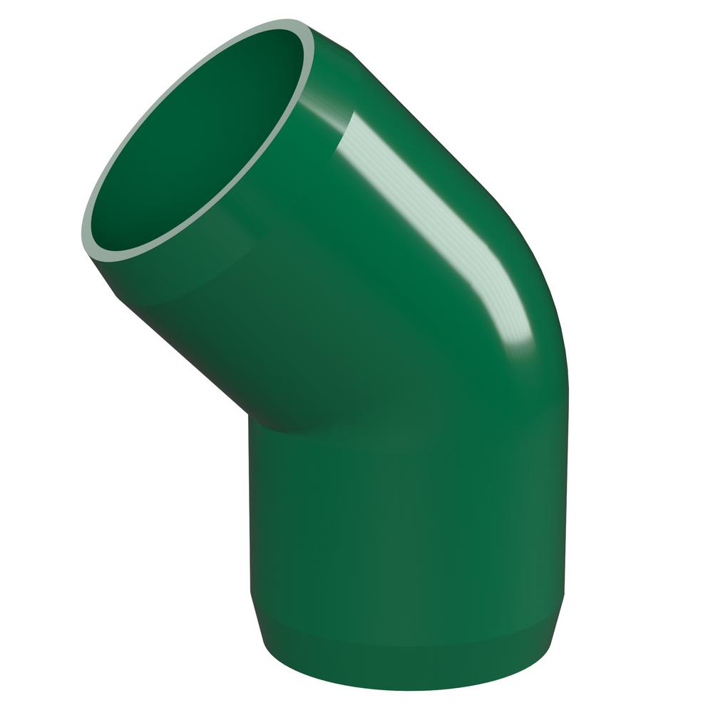 FORMUFIT F00145E-GR-4 45 Degree Elbow PVC Fitting Pack of 4 Furniture Grade 1 Size Green