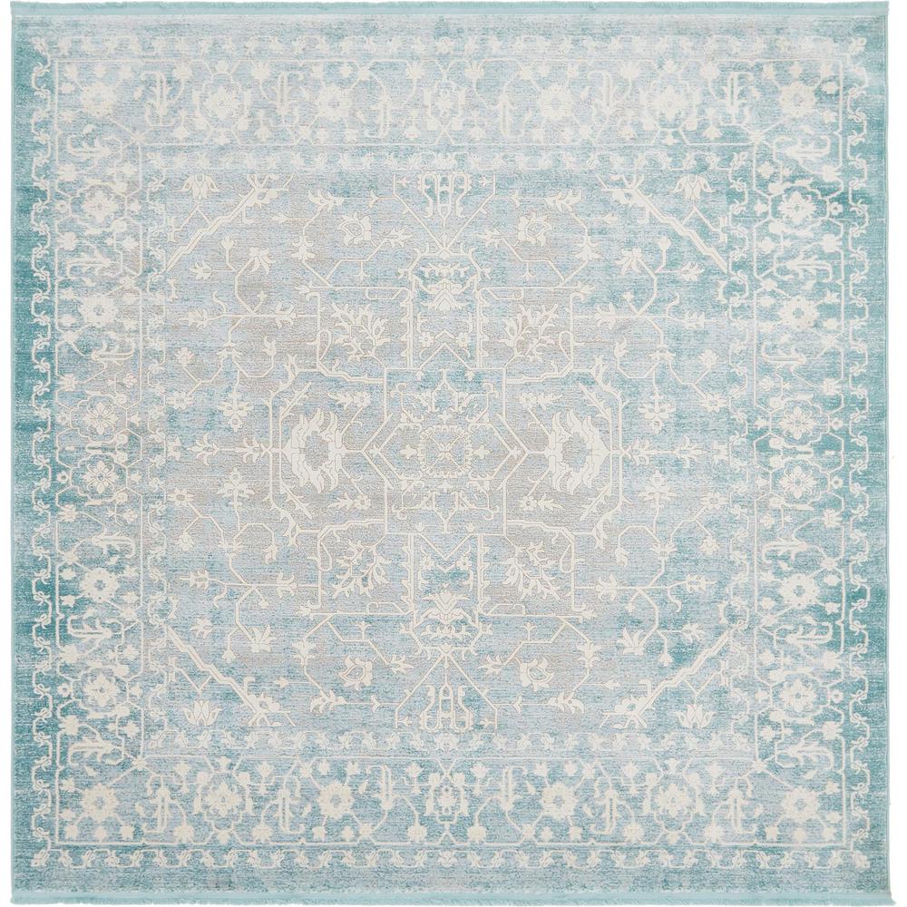 Unique Loom New Classical Light Blue 8' x 8' Square Rug3129960 The
