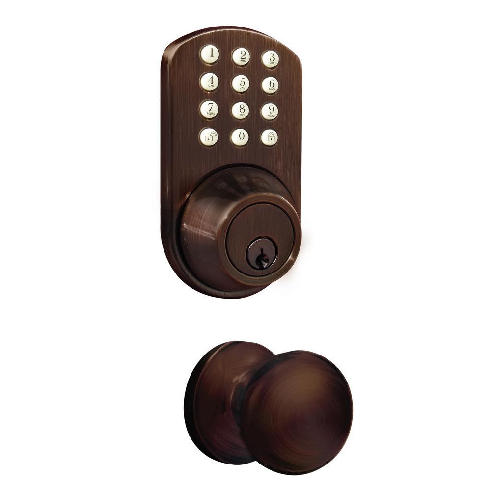 Faultless Aged Bronze Electronic Keypad Door Lever Set G2x7lyed0aa