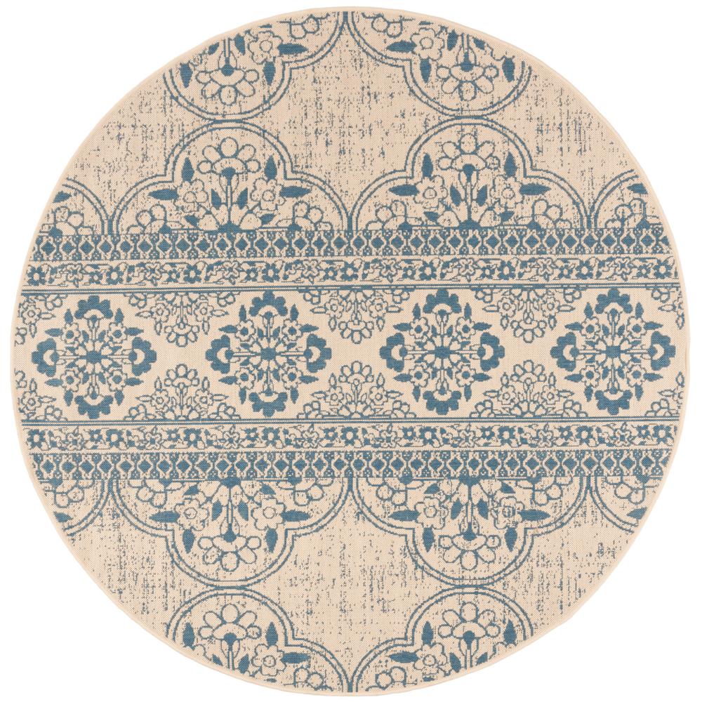 Safavieh Beach House Blue/Cream 7 ft. x 7 ft. Indoor/Outdoor Round Area