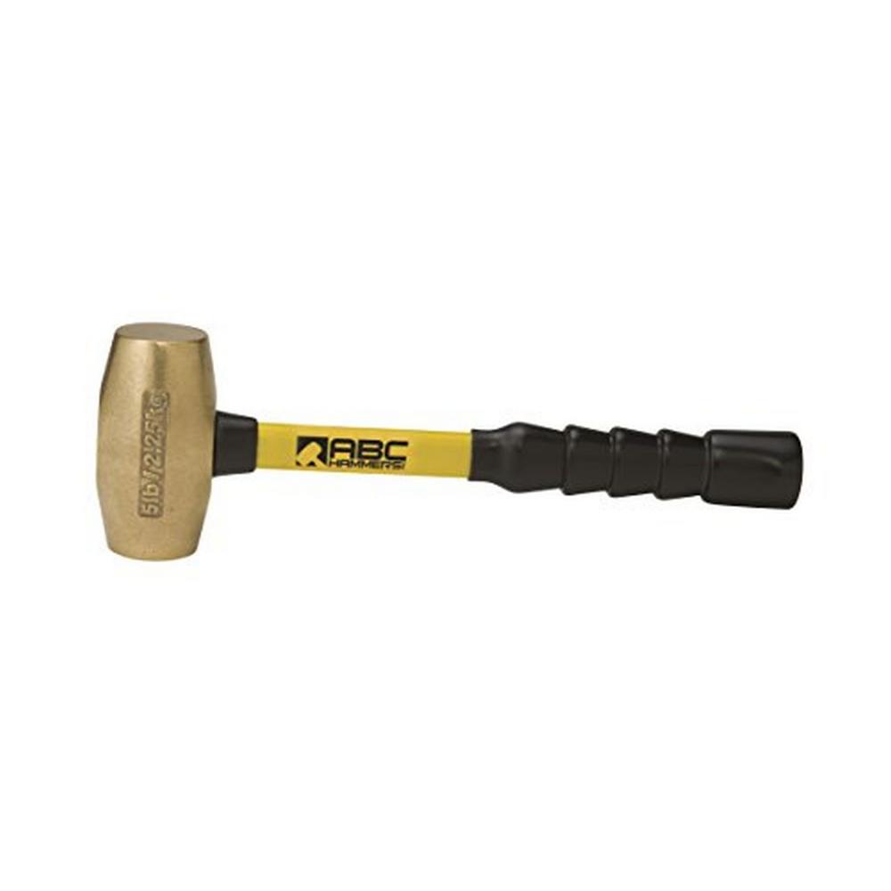 ABC Hammers 5 lbs. Brass Hammer with 12 in. Fiberglass Handle