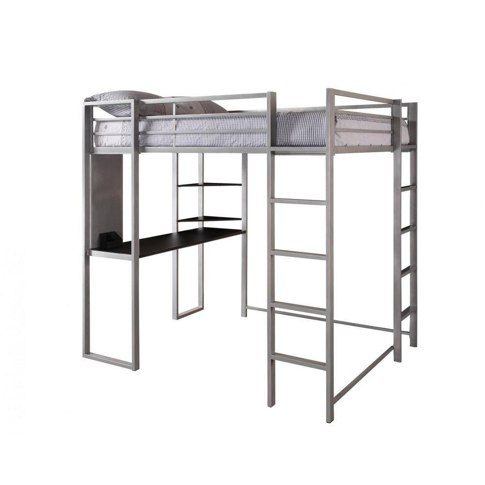 Dhp Alana Silver Full Metal Loft Bed With Desk De85862 The Home