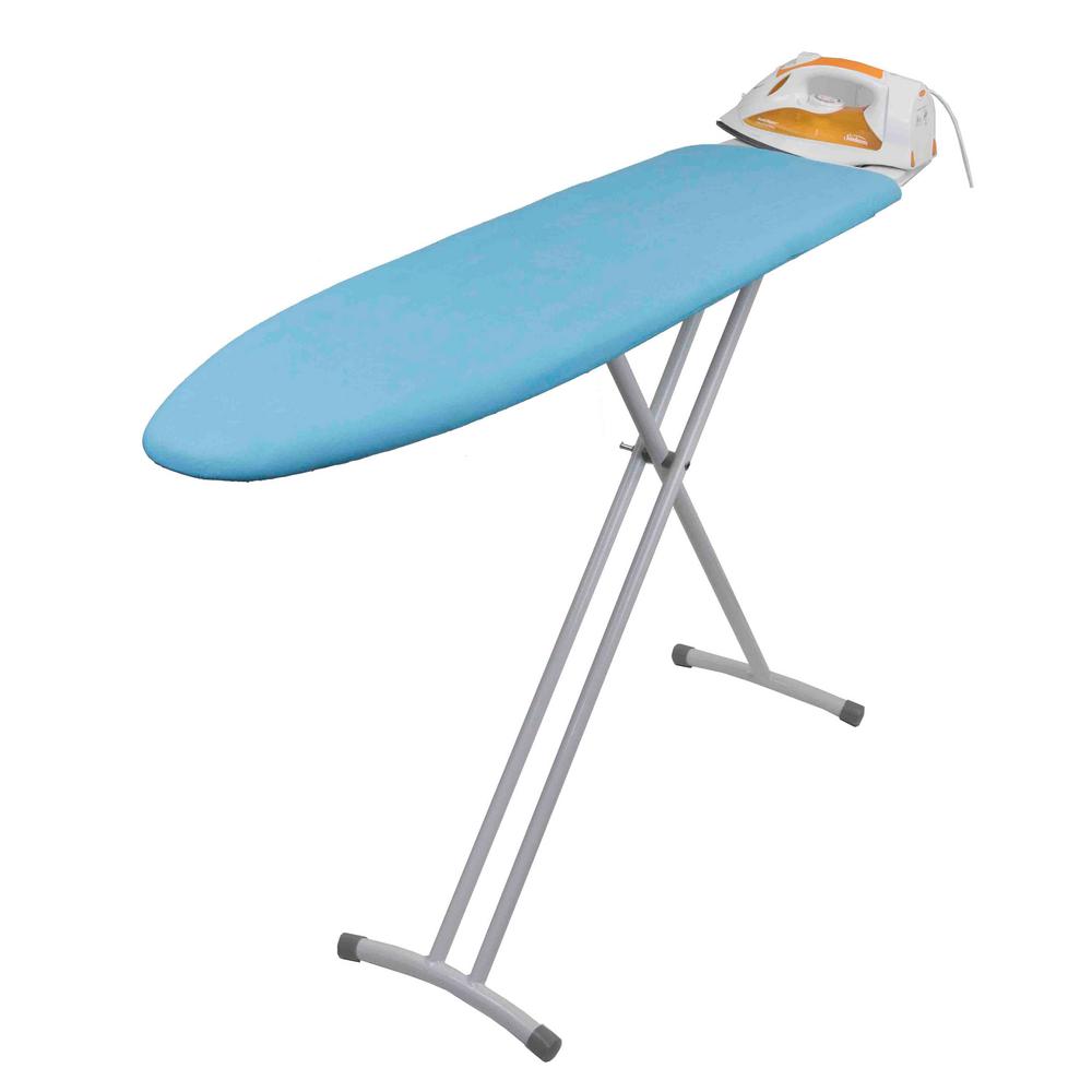 Ironing Board Blue Premium Heavy Duty Steel Mesh Top 4-Leg Design Cotton Cover