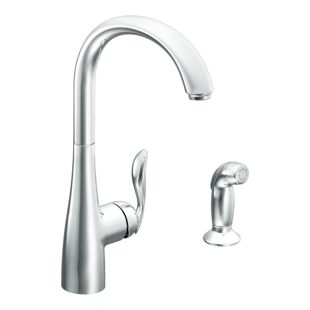 Moen Arbor High Arc Single Handle Standard Kitchen Faucet With Side Sprayer In Chrome 7790 The Home Depot
