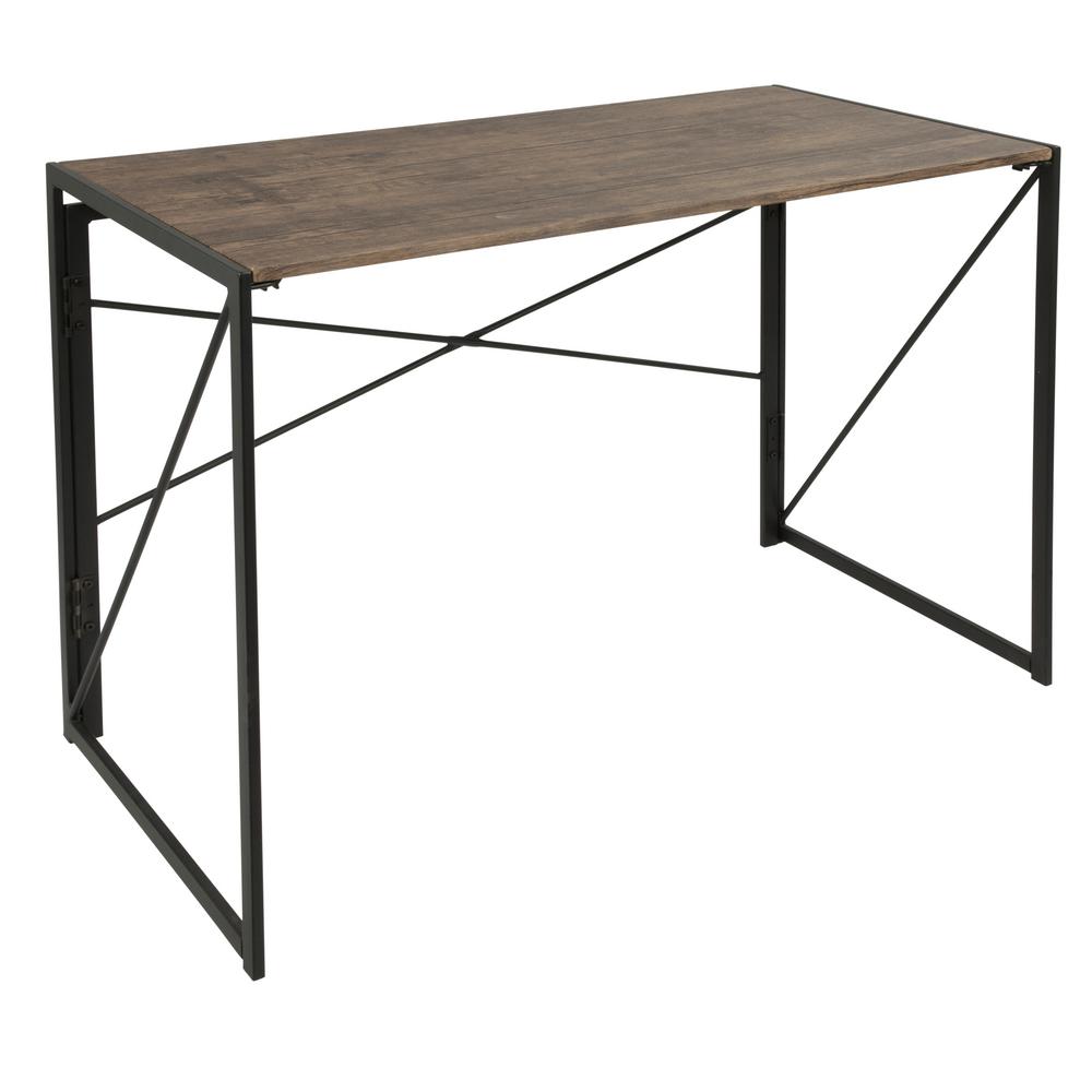 Lumisource Dakota Brown Wood And Black Metal Desk Ofd Dkta Bk Bn