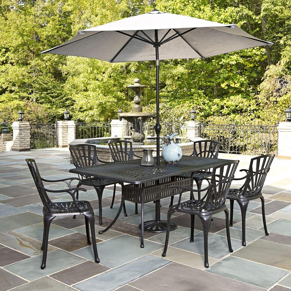 Home Styles Largo 7-Piece Outdoor Patio Dining Set with Umbrella-Largo