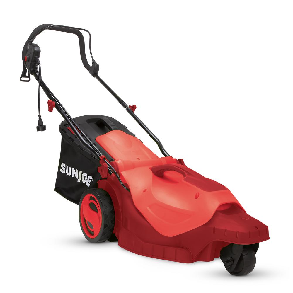 Sun Joe 16 inch 12 Amp 360° 3-Wheel Corded Electric Walk-Behind Lawn Mower Red by Sun Joe