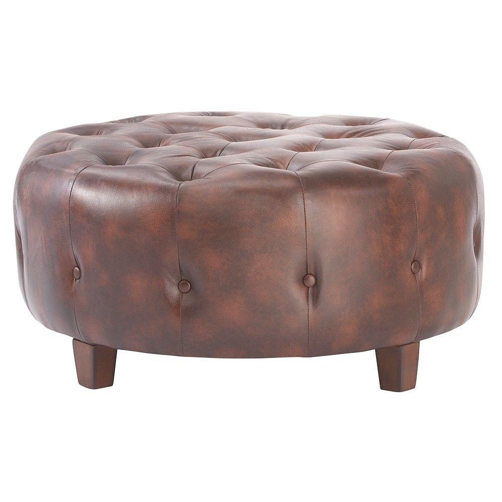 Home Decorators Collection Farrow Brown Accent Ottoman, Bonded Leather Brown was $443.75 now $266.25 (40.0% off)