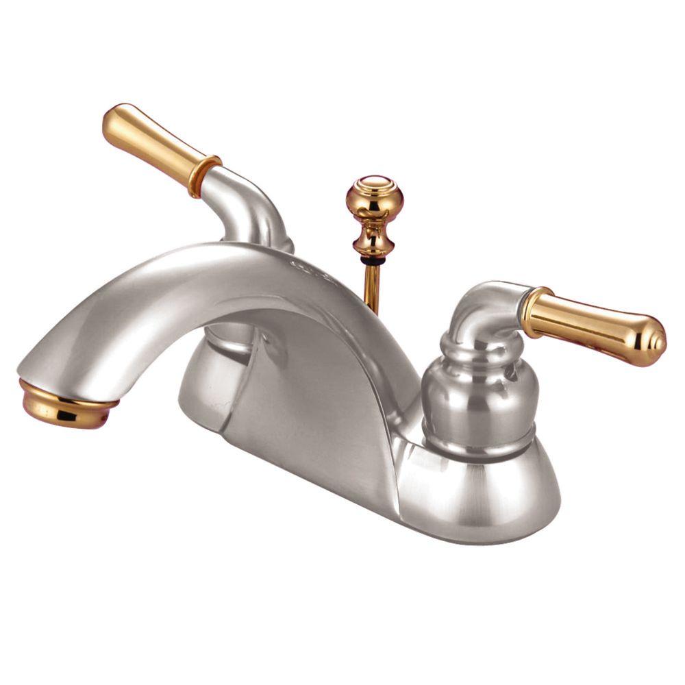 Kingston Brass English Porcelain 4 In Centerset 2 Handle High Arc   Satin Nickel Polished Brass Kingston Brass Centerset Bathroom Sink Faucets Hkb2629 64 1000 