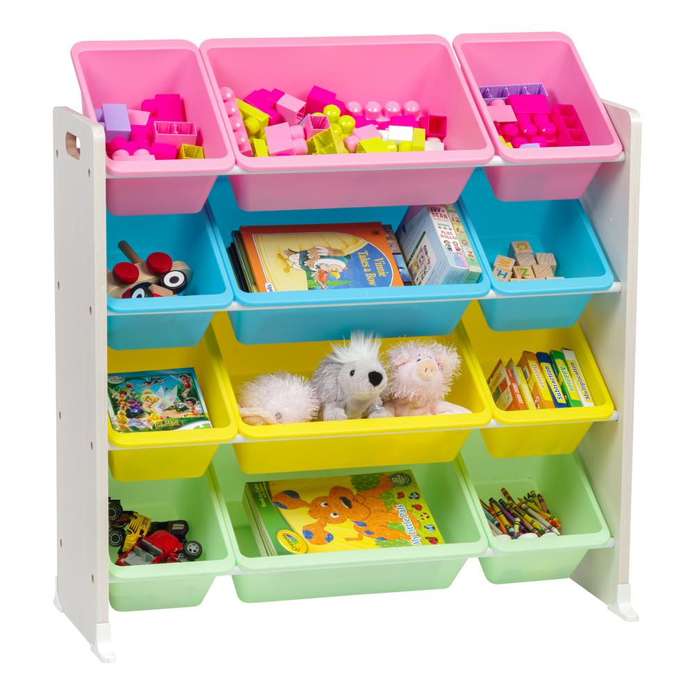 4 tier child's storage unit with bins