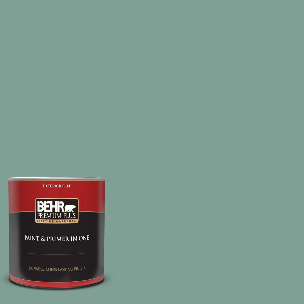BEHR PREMIUM PLUS 1 qt. S4204 Australian Jade Flat Exterior Paint and