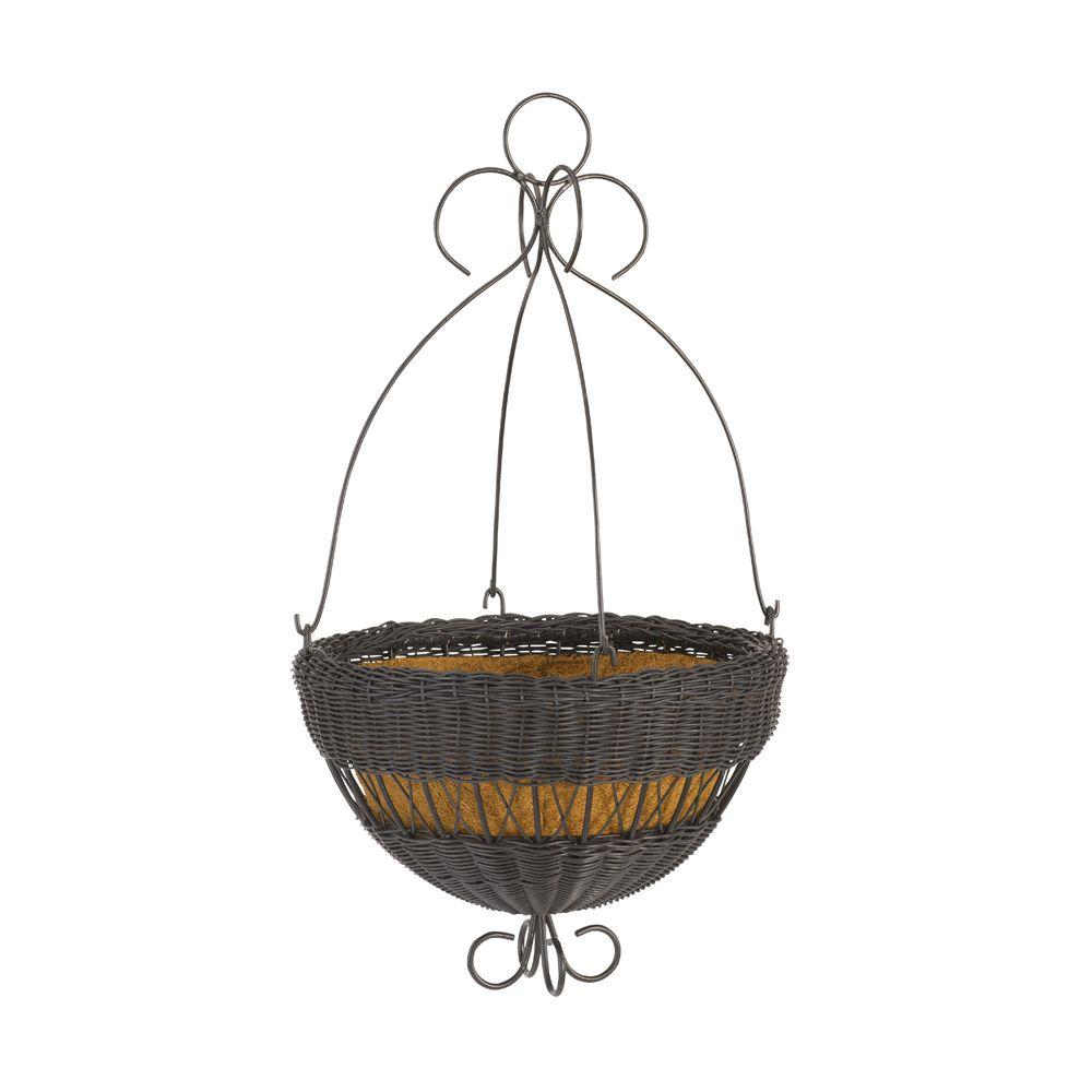 DMC 16 inch Black Resin Wicker Hanging Planter by DMC