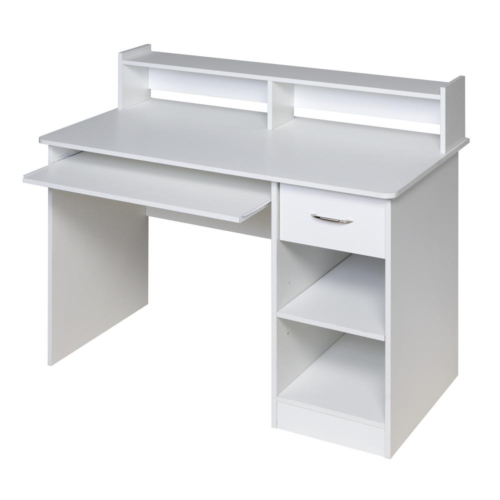 Onespace 43 25 In White Rectangular 1 Drawer Computer Desk With
