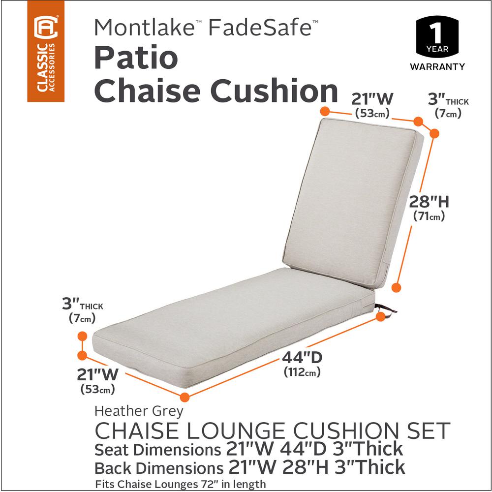 Clic Accessories Montlake Fadesafe Heather Grey Outdoor Chaise Clic Accessories Montlake Fadesafe