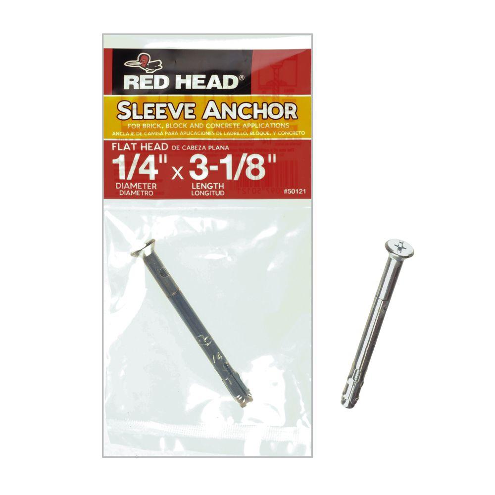 Red Head 1/4 in. x 31/8 in. Steel Hex Nut Head Flat Sleeve Anchor50121 The Home Depot