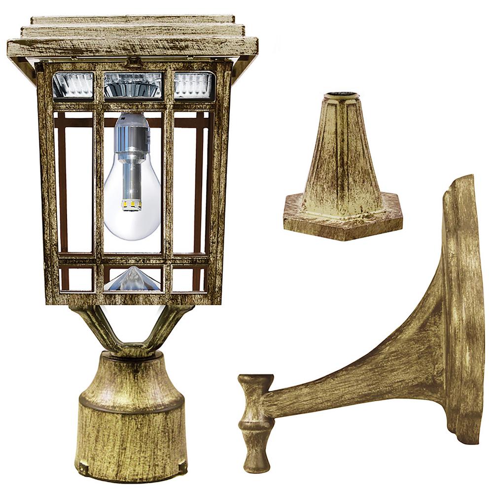Gama Sonic Prairie Bulb 1 Light Outdoor Weathered Bronze Integrated Led Solar Post With Pier And Wall Mounting Options