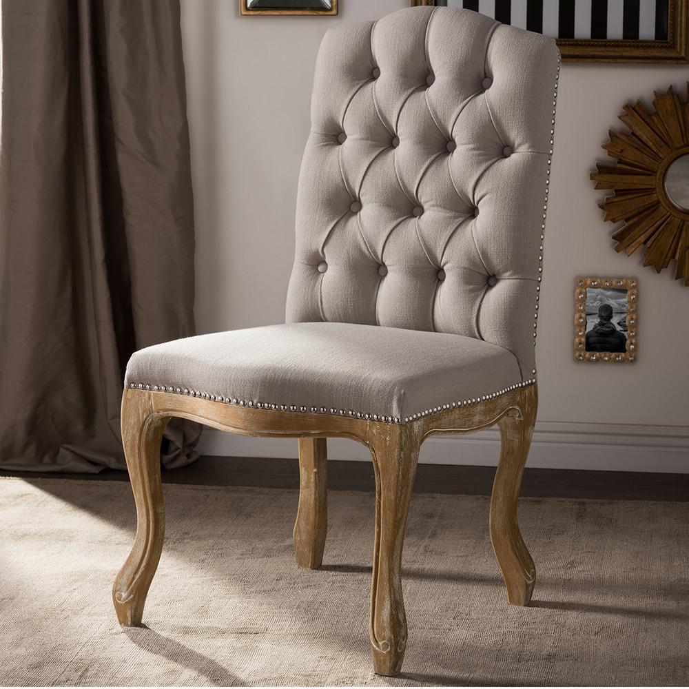 Baxton Studio Hudson Beige Fabric Upholstered Dining Chair 28862 Hudson Beige Fabric Upholstered Dining Chair