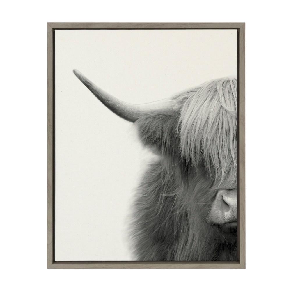 DEEP FRAMED CANVAS WALL ART PICTURE PRINT-BLACK AND WHITE ANIMAL HIGHLAND COW 3