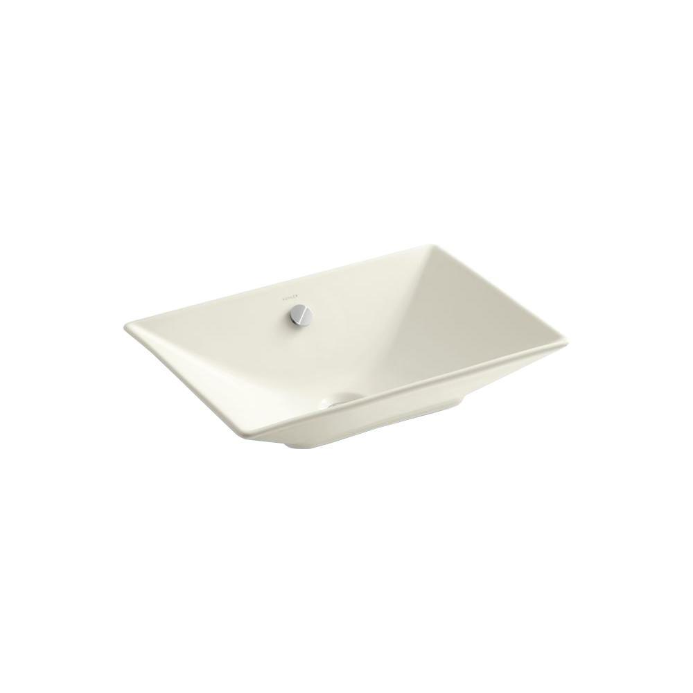 Kohler Leaf Fireclay Vessel Sink In White With Overflow Drain K 2530 Reve Fireclay Vessel Sink In Biscuit With Overflow Drain