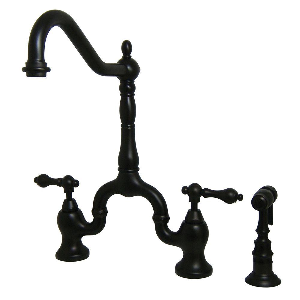 Kingston Brass Victorian 2Handle Bridge Kitchen Faucet with Side