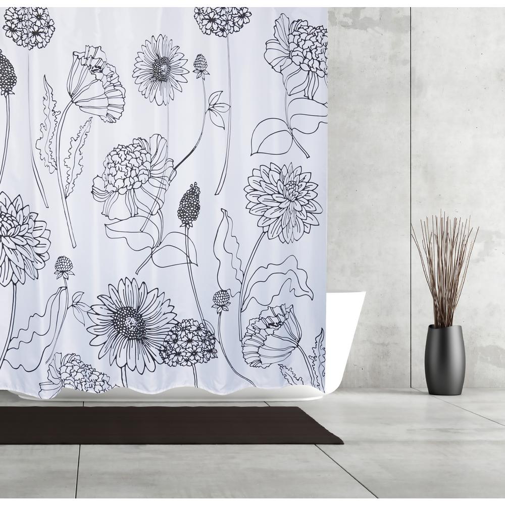 Unbranded Sketchbook 71 In X 71 In Black White Shower Curtain 205518 The Home Depot