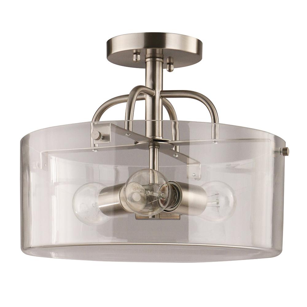 Home Decorators Collection 3 Light Brushed Nickel Semi Flush Mount