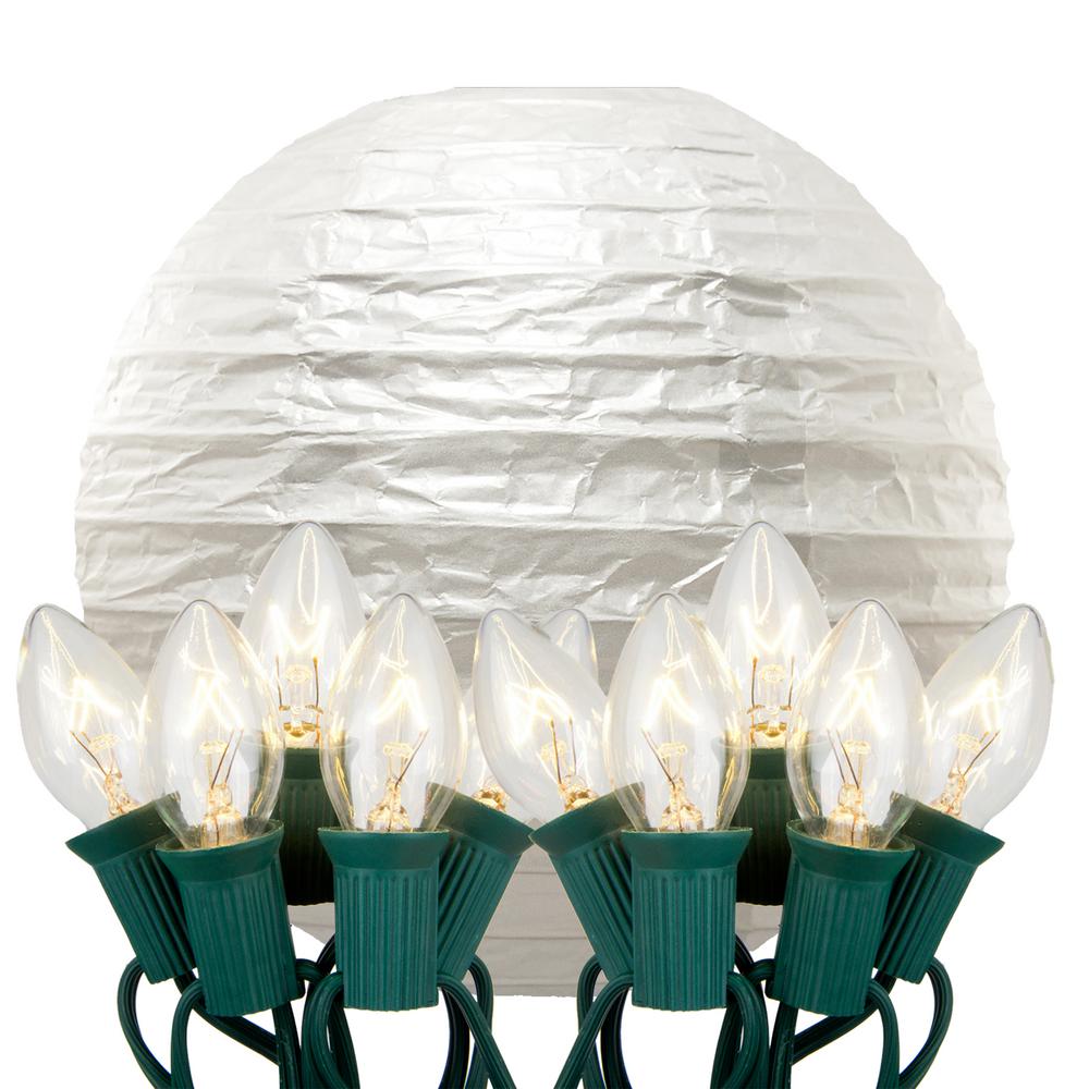 LUMABASE 10 in. 10-Light White Paper Lantern String Lights-24010 - The