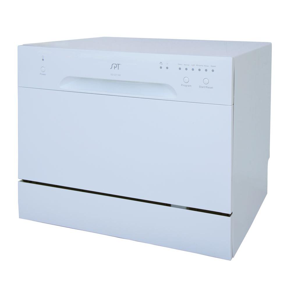 Spt Countertop Dishwasher In White With 6 Place Settings Capacity