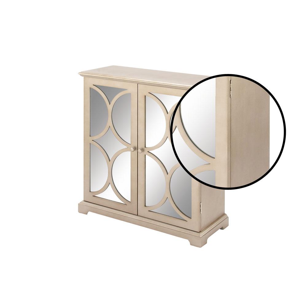 Litton Lane Modern Tan Wood And Mirror Cabinet With Half Circle