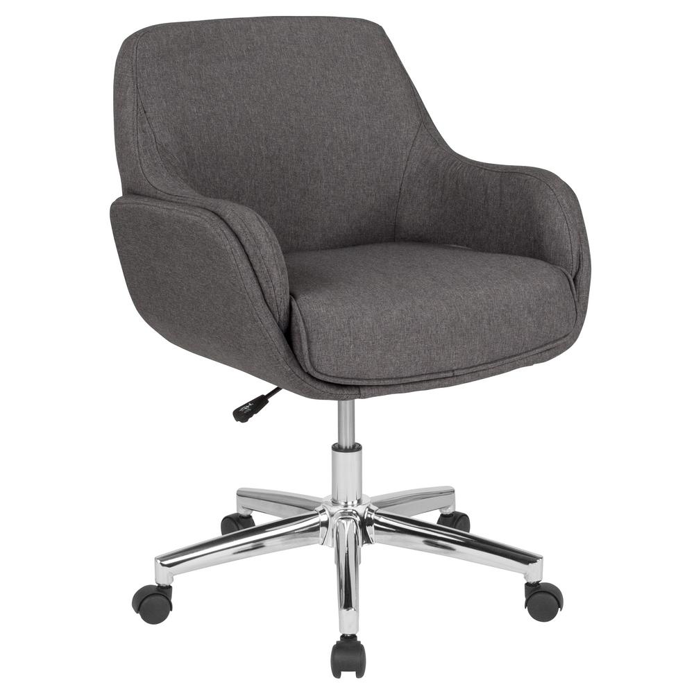 Noble House Chiara Dark Gray Fabric Home Office Desk Chair with Stud ...