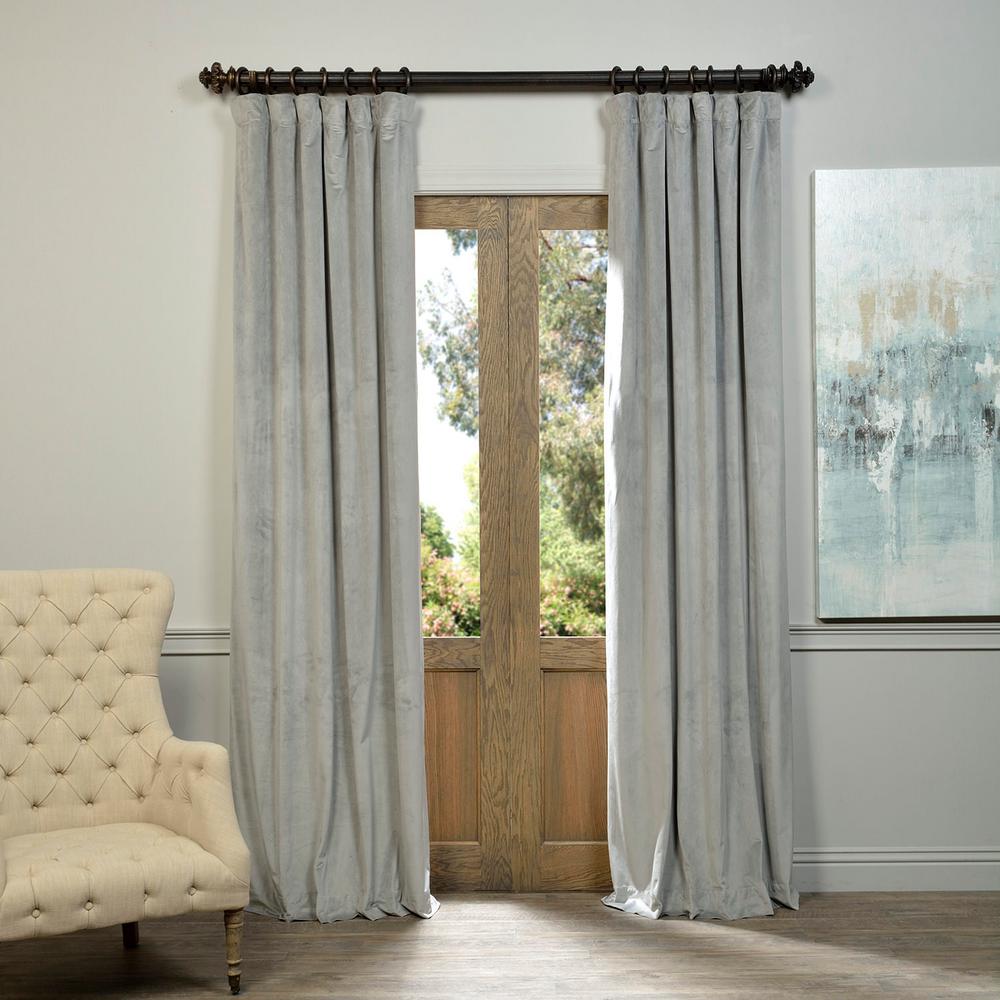 Exclusive Fabrics Furnishings Blackout Signature Silver Grey Blackout Signature Silver Grey Velvet Curtain 50 In W X 96 L 1 Panel