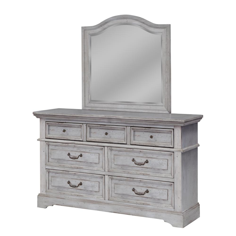 American Woodcrafters Stonebrook 7 Drawer Antique Grey Dresser With American Woodcrafters Stonebrook 7 Drawer Antique Grey Dresser With Mirror