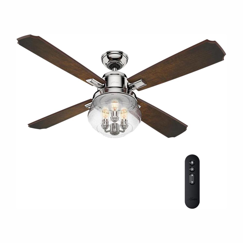 Hunter Sophia 54 In Led Indoor Polished Nickel Ceiling Fan With