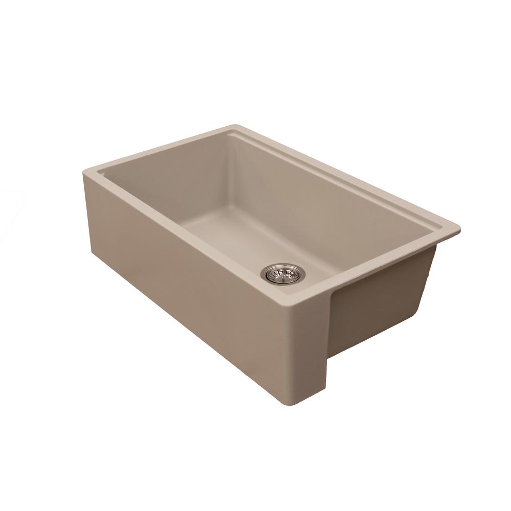 Empire Industries Titan Farmhouse Granite Composite 33 In Single Bowl Kitchen Sink In Tan With Cutting Board And Strainer T33s3t The Home Depot