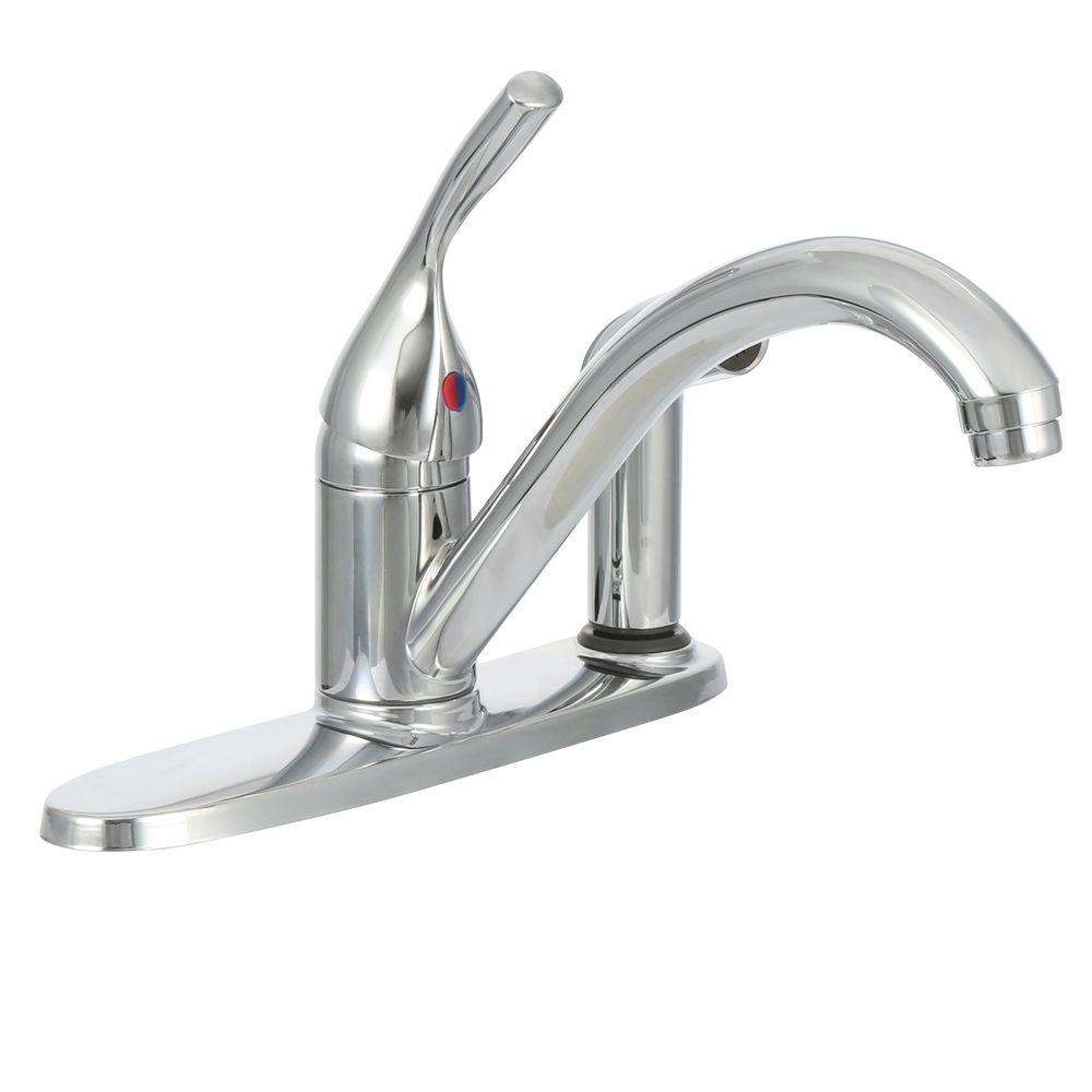 Delta Classic Single Handle Standard Kitchen Faucet With Side Sprayer In Polished Chrome 300 Dst The Home Depot