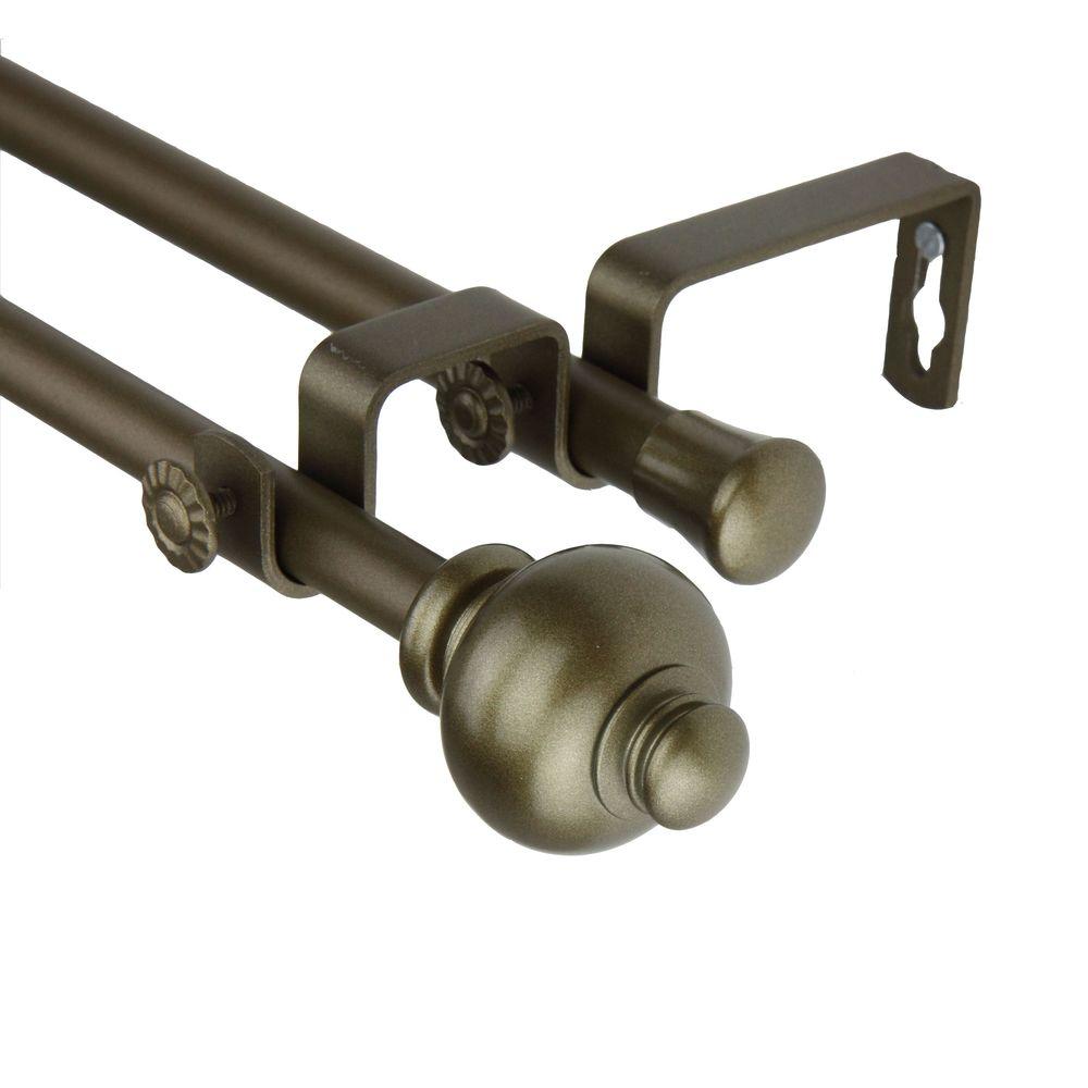 Rod Desyne 48 in. - 84 in. Antique Knob Double Curtain Rod-5703 ...
