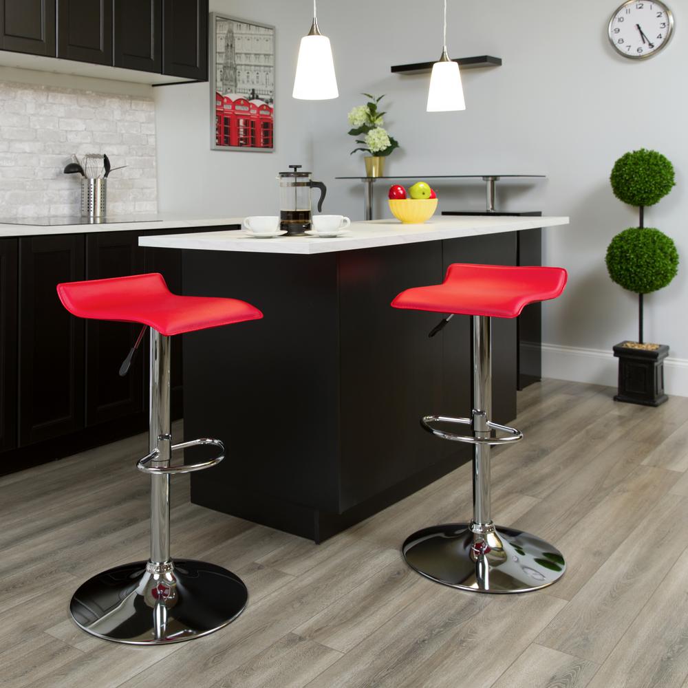 AmeriHome Retro Style Soda Cap Adjustable Height Red Bar Stool BSSET27