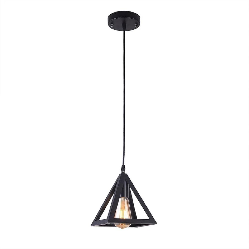 Urbanflip Industrial 1 Light Matte Black Pyramid Cone Shape Pendant