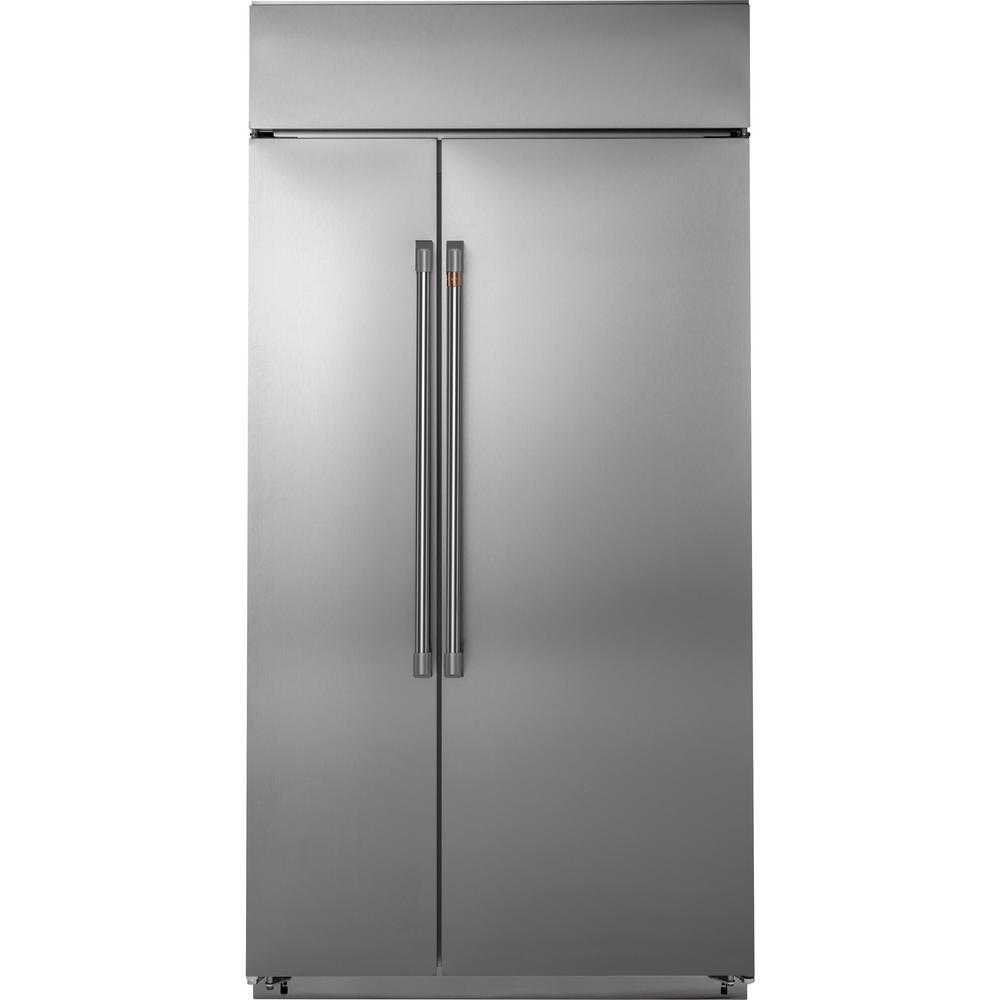 Cafe 25.2 cu. ft. Smart Built-In Side by Side Refrigerator in Stainless Steel Silver For Sale