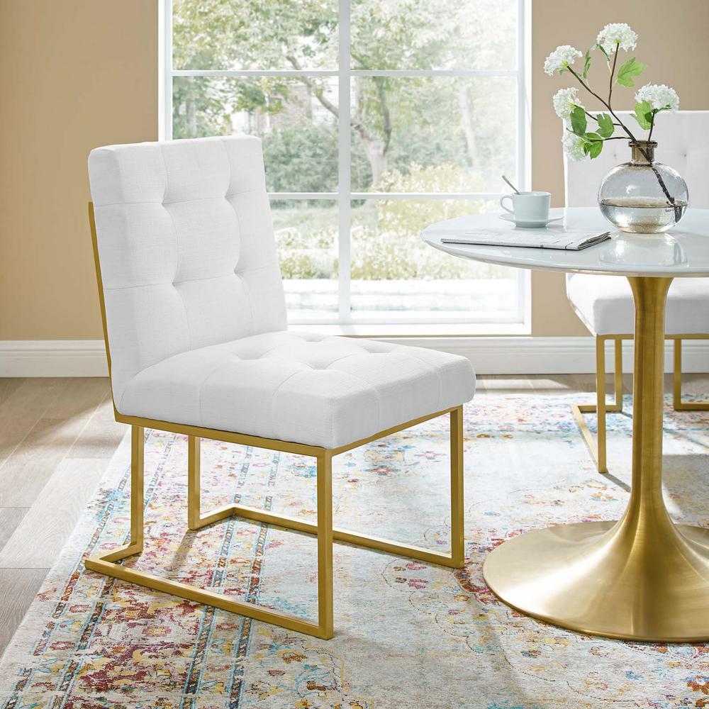 MODWAY Privy Gold White Gold Stainless Steel Upholstered