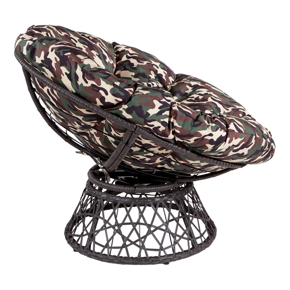 Osp Home Furnishings Papasan Chair With Camo Cushion And Black