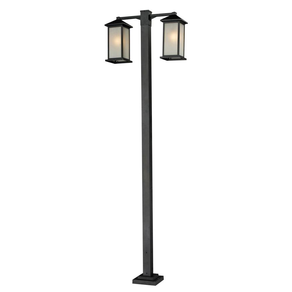 Low Voltage Post Lighting Outdoor The Home Depot Lawrence 2 Light Outdoor Black Incandescent Post Filament Design