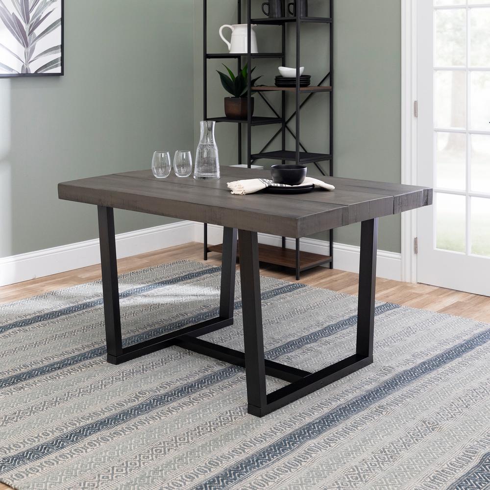 Welwick Designs 52 In Distressed Grey Solid Wood Dining Table Hd8095 The Home Depot
